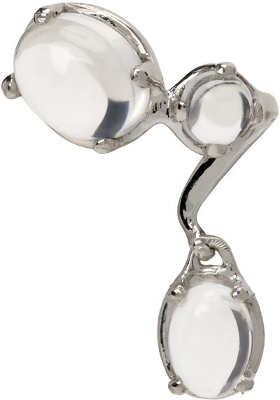 Alan Crocetti Silver Drip Single Earring In Rhodium Vermeil