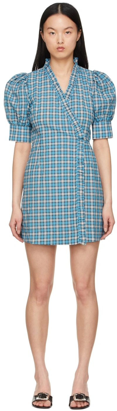 knee length dresses for ladies Seersucker Check V-Neck Mini Dress main image 1