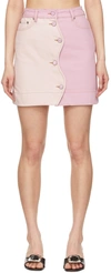 Ganni Two-tone Organic Denim Mini Skirt In 428 Light Lilac