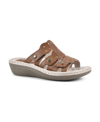 Cliffs By White Mountain Caring Scalloped Strap Wedge Sandal In Tan/beige