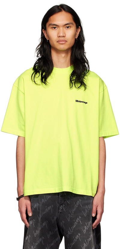 Balenciaga Political Logo Cotton Jersey T-shirt In Yellow