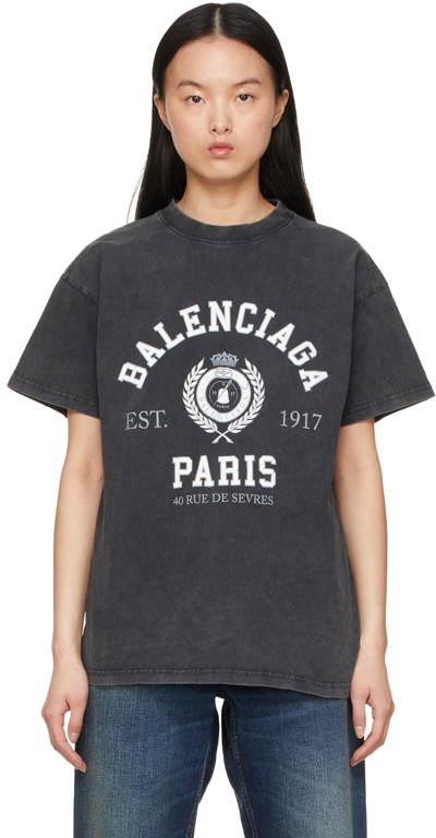 Balenciaga College 1917 Graphic Vintage Jersey T-shirt In Black 