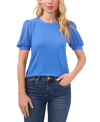Cece Puff Sleeve Mixed Media Top In Tropic Night