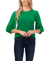 Cece Lace Sleeve Stretch Crepe Blouse In Lush Green