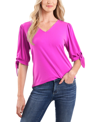 Cece Tie Sleeve Top In Magenta Glow