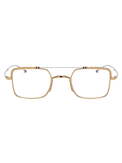 Thom Browne Tb-909 Glasses In White Gold -silver