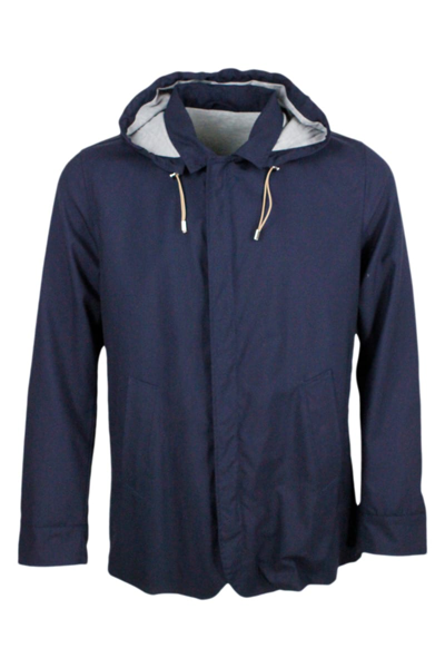 Barba Napoli Lightweight Jacket In Cool Wool In Blu