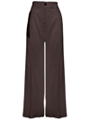 MAURO GRIFONI GRIFONI WOMANS BROWN LINEN AND VISCOSE PANTS