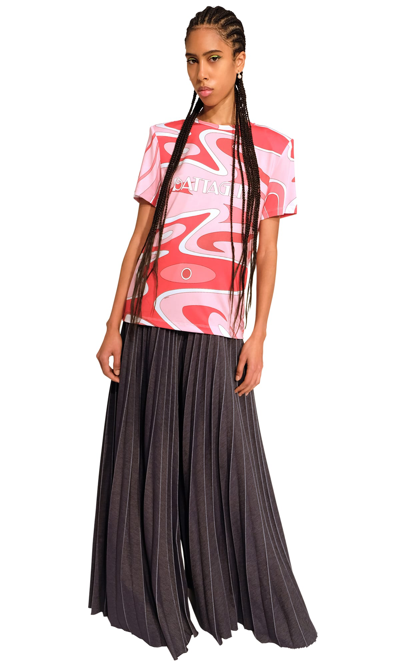 Sara Battaglia Logo T-shirt In Coral Print