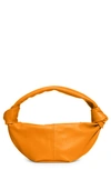 Bottega Veneta Double Knot Leather Top Handle Bag In Tangerine-gold