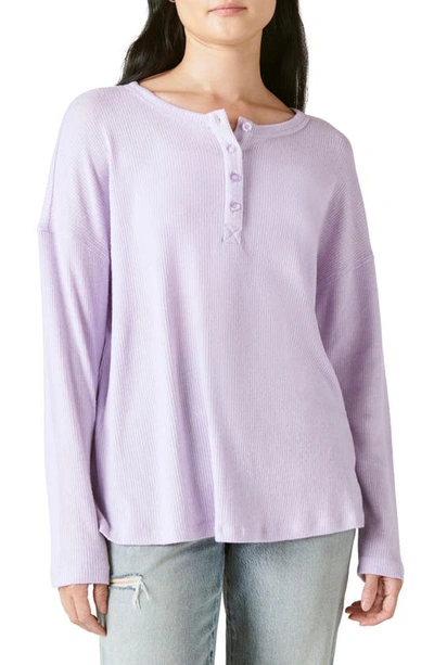 Lucky Brand Cloud Ribbed Long-sleeve Henley In Orchid Petal