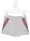 MONCLER MONCLER KIDS BABY BOYS GREY COTTON SHORTS WITH STRIPED BANDS