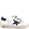 Golden Goose White Old School Sneaker For Kids With Blue Star In White