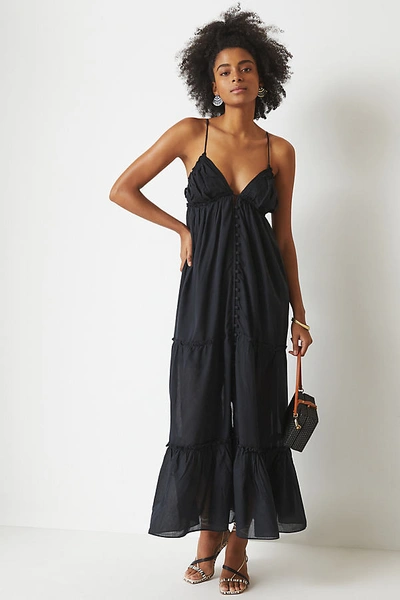 blue dress for baby girl Anthropologie Tiered Black Long Maxi Dress – White Chocolate Couture main image 0