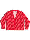 Balenciaga Mini All-over Logo Print Cardigan In Red White