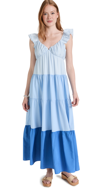 English Factory Ruffle-sleeves Tiered Maxi Dress In Blue