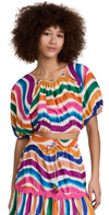 Farm Rio Dancing Stripes Cropped Printed Cotton-poplin Top In Dancing Stripes