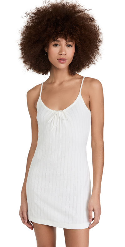 Leset Women's Tie-front Pointelle-knit Cotton Mini Dress In White