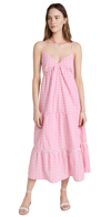 Lost + Wander Let's Go On A Date Cotton Blend Gingham Maxi Sundress In Pink Gingham