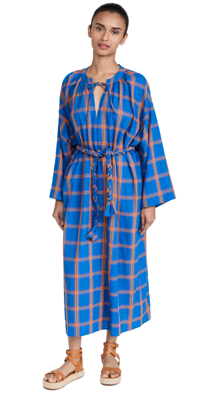Mara Hoffman Plaid Lysa Dress In Blue Multi