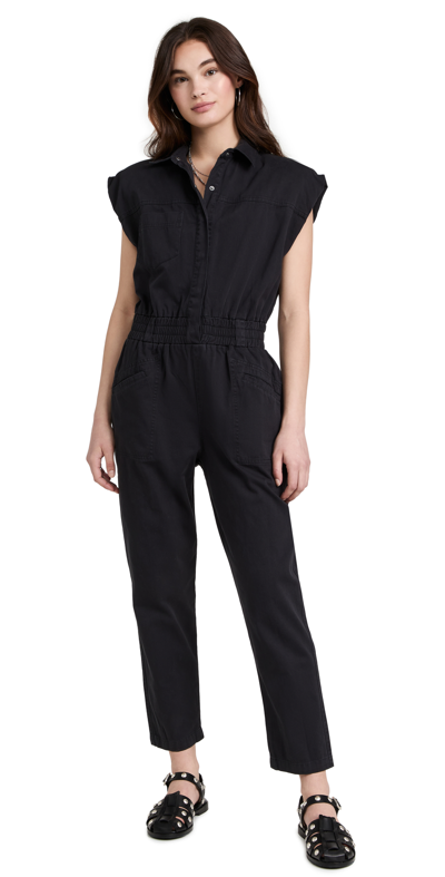 Pistola Denim Rosie Shoulder Padded Jumpsuit In Fade To Black