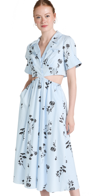 Self-portrait Silhouette Organic Cotton Midi Dress In Light Blue