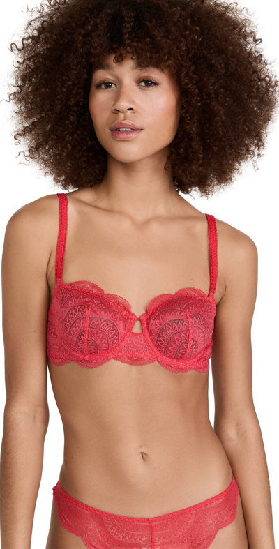 Simone Perele Karma Lace Demi Bra In Folly Red