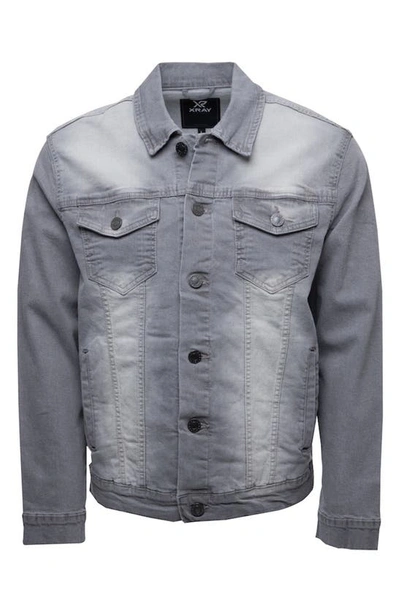 X-ray X Ray Medium Washed Casual Trucker Denim Jean Jacket In Grey