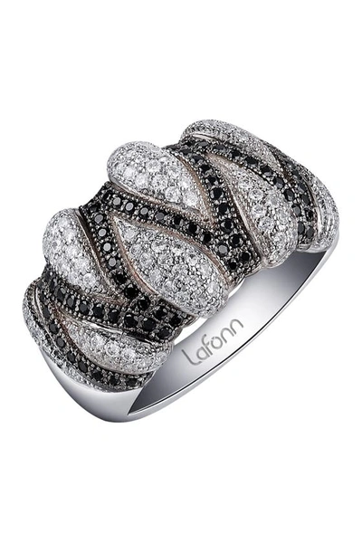 Lafonn Platinum Black Rhodium Plated Sterling Silver Pave Simulated Diamond Cocktail Ring In White Black