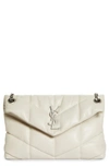 Saint Laurent Small Lou Leather Puffer Bag In Crema Soft