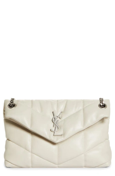 Saint Laurent Small Lou Leather Puffer Bag In Crema Soft