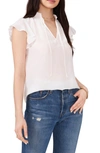 1.state Flutter Sleeve Split Neck Chiffon Blouse In New Ivory