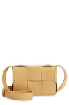 Bottega Veneta Candy Cassette Leather Card Holder-on-strap In Almond