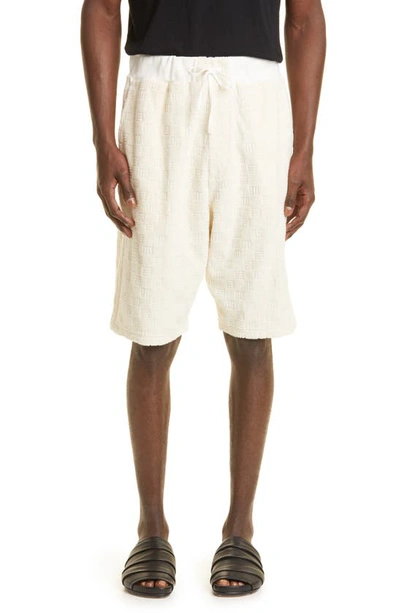 Ambush Monogram Towelling-finish Track Shorts In White Asparagus W