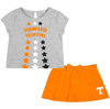 COLOSSEUM GIRLS TODDLER COLOSSEUM HEATHERED GRAY/TENNESSEE ORANGE TENNESSEE VOLUNTEERS SMILE T-SHIRT & SKIRT S
