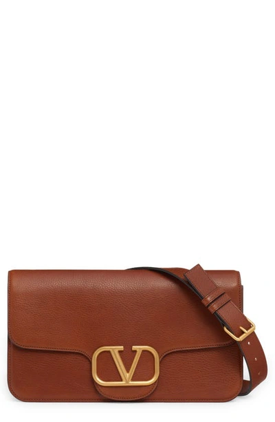 Valentino Garavani Vlogo Leather Convertible Crossbody Bag In Brown