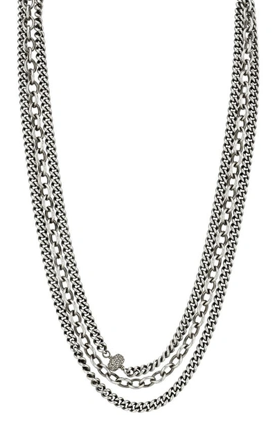 Sheryl Lowe Triple Layer Chain Necklace In Sterling Silver