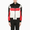 SAINT LAURENT BLACK/WHITE/RED SATIN BOMBER JACKET