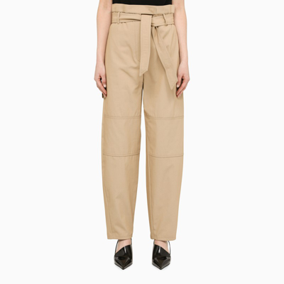 Max Mara Canossa Belted Paperbag-waist Cargo Pants In Brown