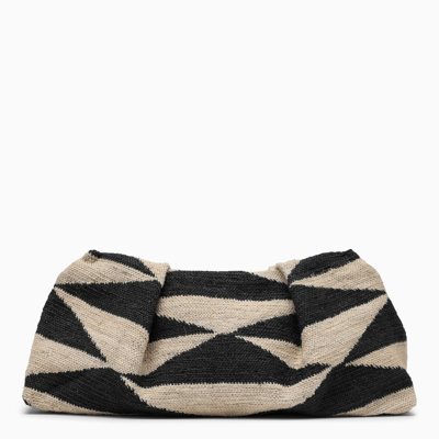 Sensistudio Beige/black Fabric Soft Pouch In Multicolor