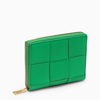 BOTTEGA VENETA GRASS GREEN CASSETTE ZIP AROUND WALLET