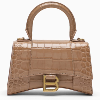 Balenciaga Nude Coco-print Leather Hourglass Xs Bag In Beige