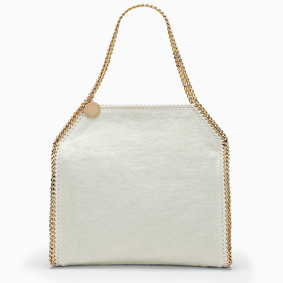Stella Mccartney Ivory Textile Falabella Fold Over Bag In White