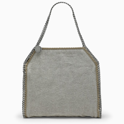 Stella Mccartney Grey Textile Falabella Fold Over Bag In Beige