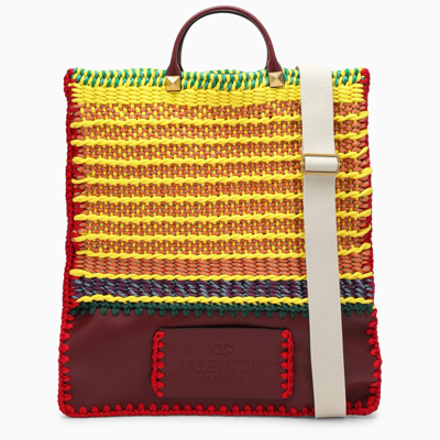 Valentino Garavani Multicolour Crochet Flat Tote Bag In Multicolor