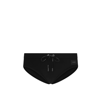 Dolce & Gabbana Swim Briefs With High-cut Leg In Black