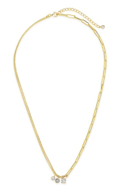 Sterling Forever Cubic Zirconia Charm Necklace In Gold