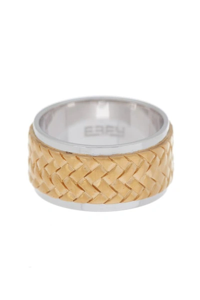 Effy Sterling Silver & 18k Yellow Gold Woven Design Band Ring