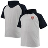 Profile Men's Heathered Gray, Navy Chicago Bears Big And Tall Raglan Short Sleeve Pullover Hoodie In Heather Gray