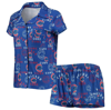 Concepts Sport Women's  Royal Chicago Cubs Flagship Allover Print Top And Shorts Sleep Set In Royal